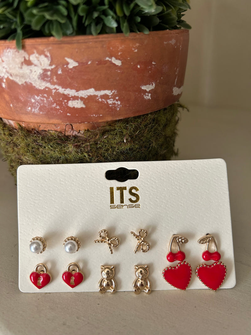 Spring  Earrings-Gold/Red
