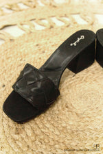 Woven Square Toe Heel-Black