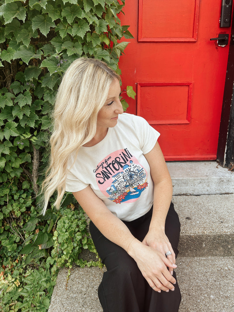 Santorini Graphic Tee- Off White