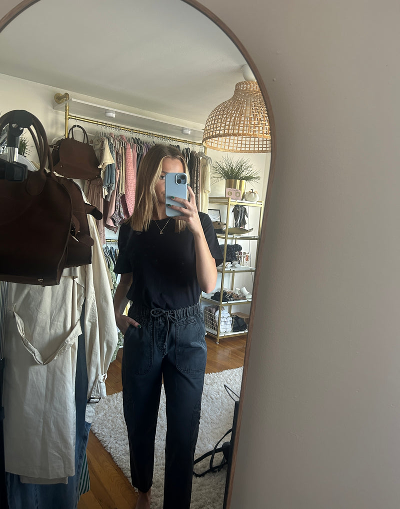 Drawstring Cargo Pant-Gun Metal Grey