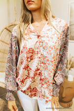 Floral and Paisley Print Shirt-Mauve