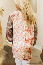 Floral and Paisley Print Shirt-Mauve