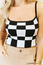 Valeria Cami Crop Top-Black and White