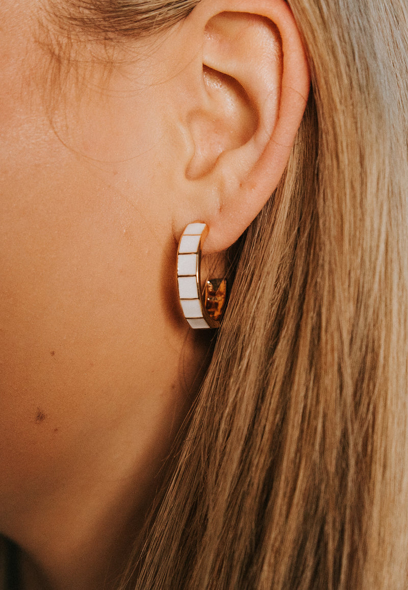 White Metal Hoop Earrings