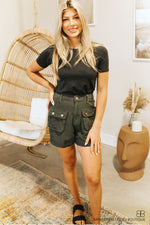 Front Pocket Casual Cargo Short-Army Green