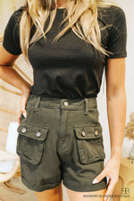 Front Pocket Casual Cargo Short-Army Green