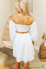 Tie Front Mini Dress-White