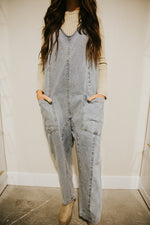 Patch Pocket Overalls-Denim