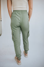 Satin Joggers-Sage Green