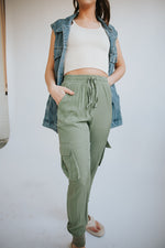 Satin Joggers-Sage Green