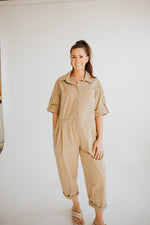 Oversized Utility Jumpsuit-Taupe