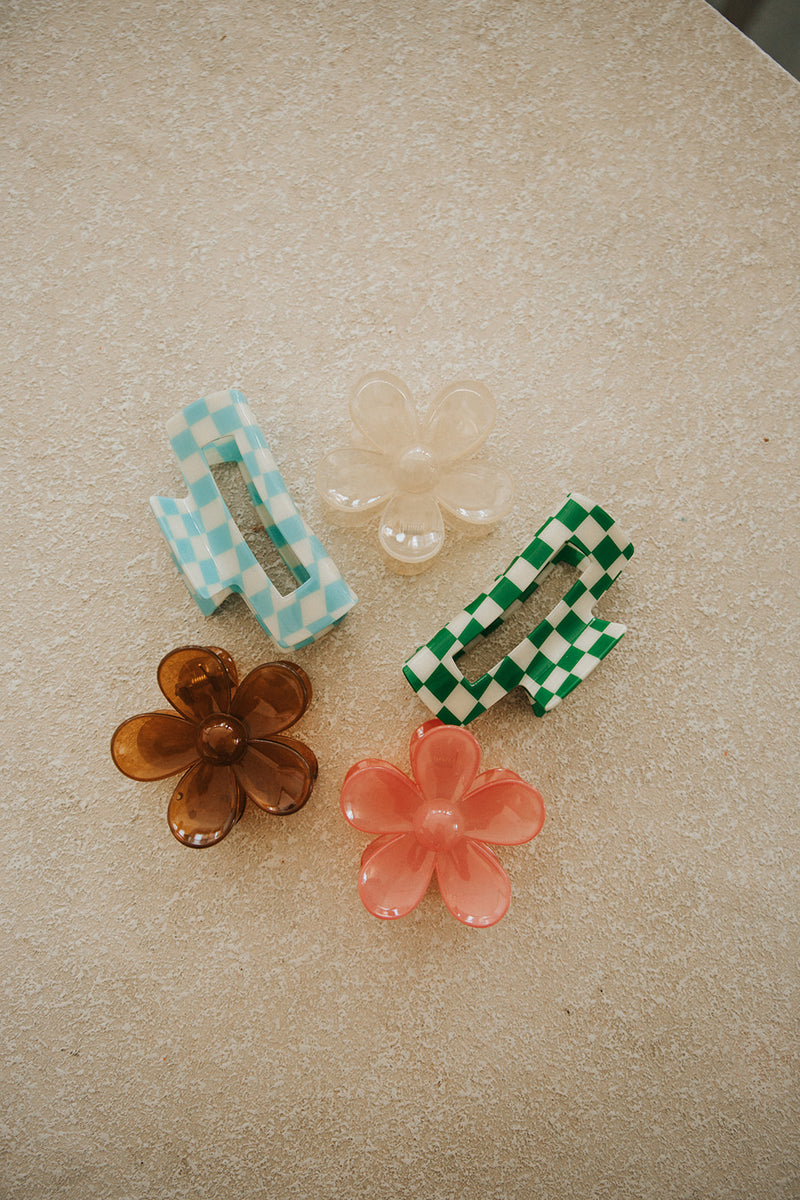 Flower Clips-Clear,Clear Pink,Clear Beige