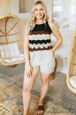 Color Block Knit Top-Black