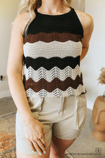 Color Block Knit Top-Black