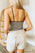 Plaid Halter Top-Black/Neutral