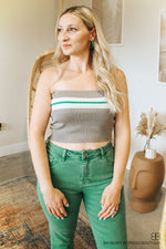 Bria Striped Rib Tube Top-Grey