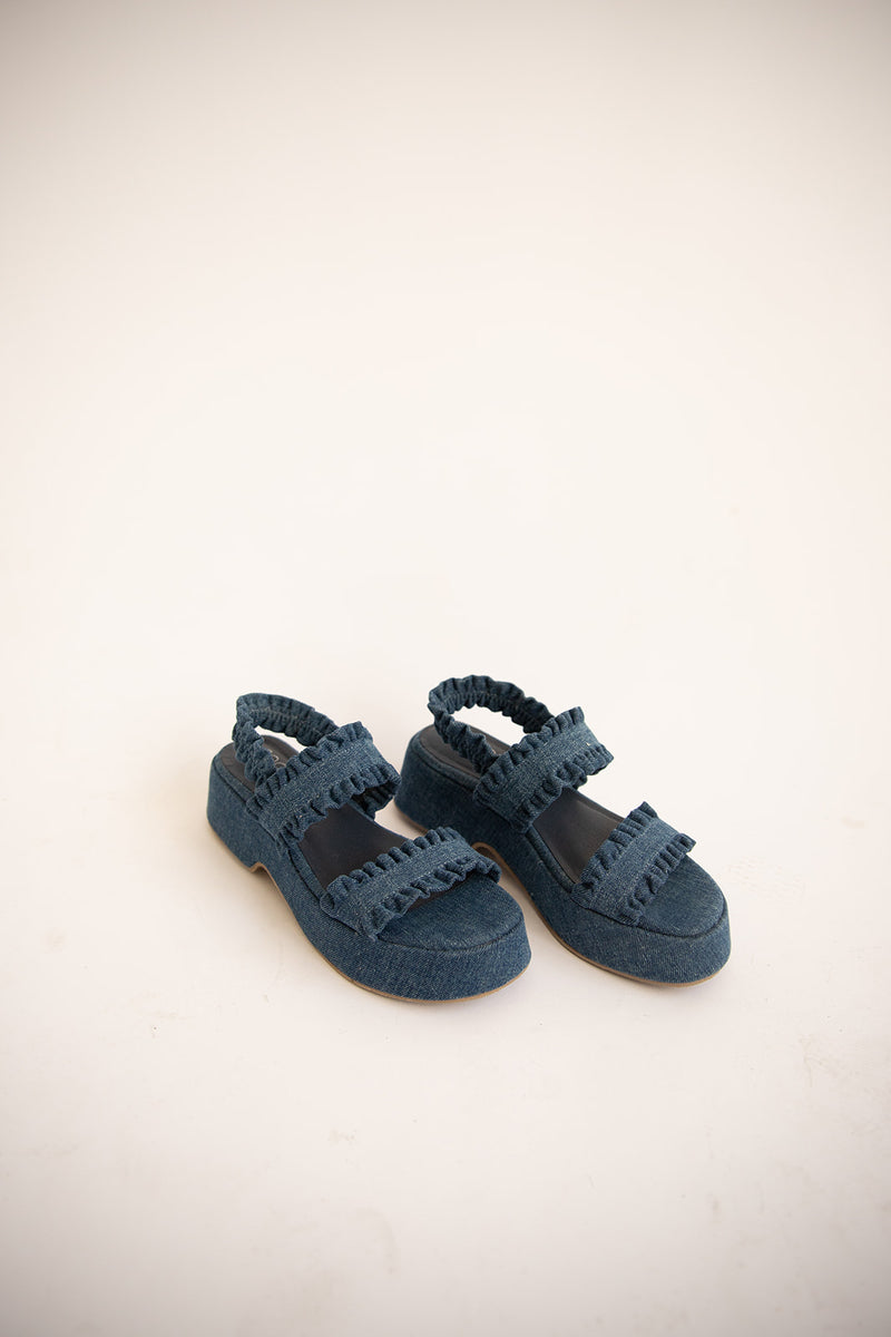 Ruffled Strap Sandal-Indigo