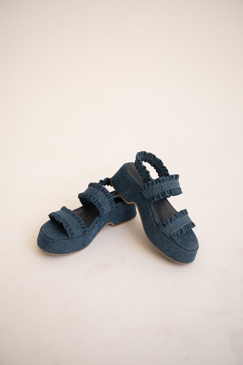 Ruffled Strap Sandal-Indigo