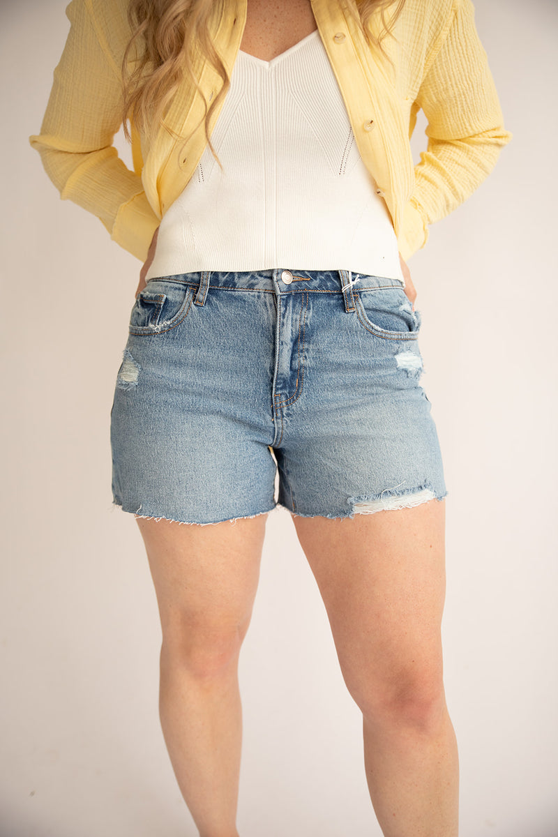 High Rise Denim Short-Med