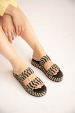 Double Strap Slip on -Black and Tan