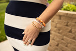 Multi Wood Glass Bracelet-Orange Multi