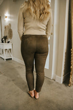 Suede Pants-Olive