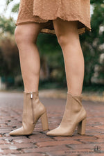 Heeled Booties-Tan