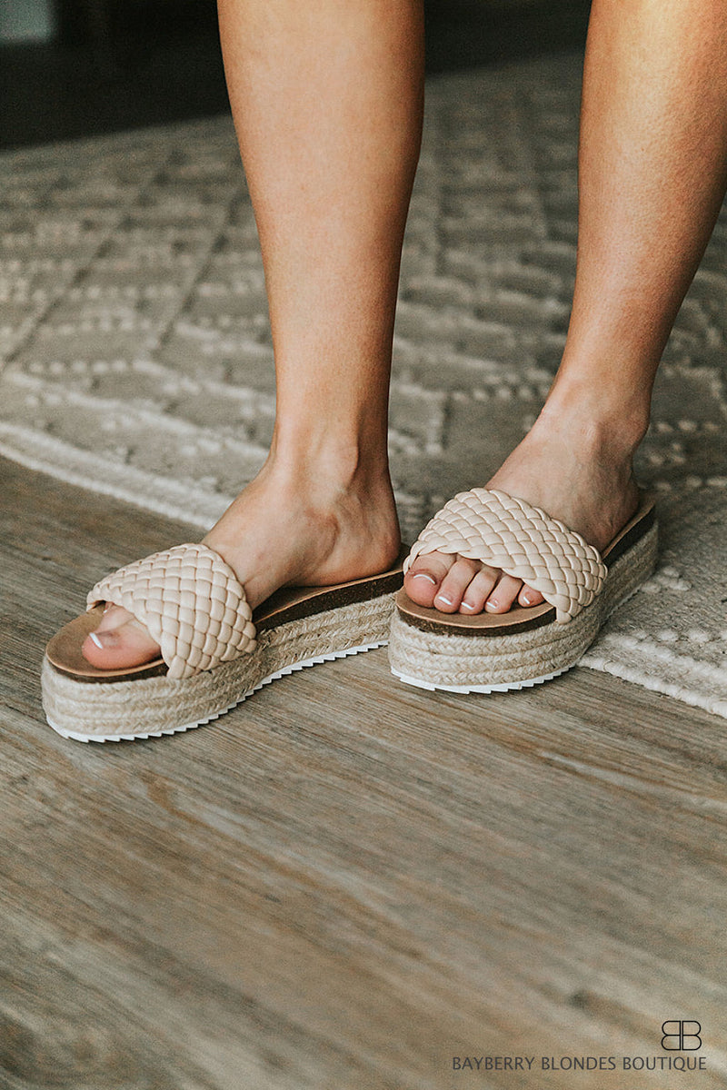 Espadrille Woven Wedge -Light Beige