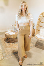 Cropped Wide Leg Pant-Khaki
