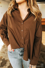 Long Sleeve Button Down -Chocolate