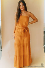 Solid Color Tube Top Dress-Dark Orange