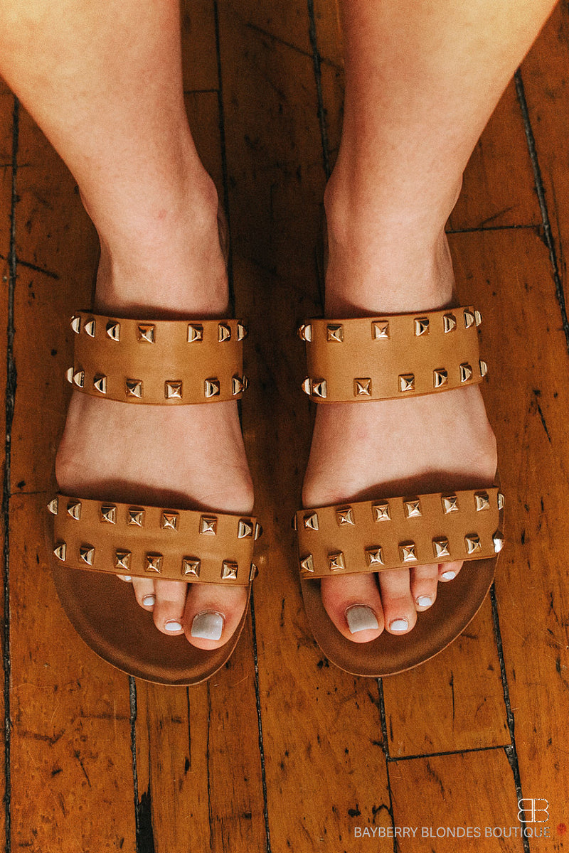 Polabur Rockstud Sandal-Tan