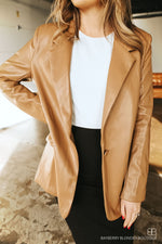 Leather Blazer-Tan