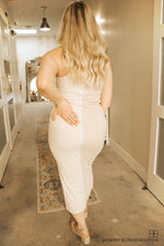 Color Block Ribbed Dress-Cream Multi