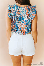 Non Distressed Cut Off Denim Short-White