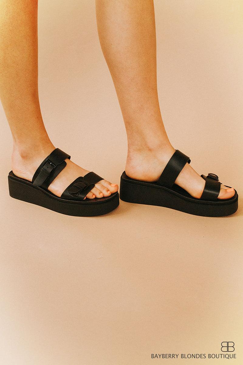 Double Buckle Sandal-Black