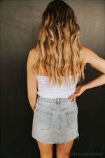 Distressed Denim Mini Skirt-Lt. Wash
