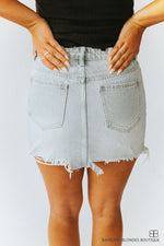 Distressed Denim Mini Skirt-Lt. Wash